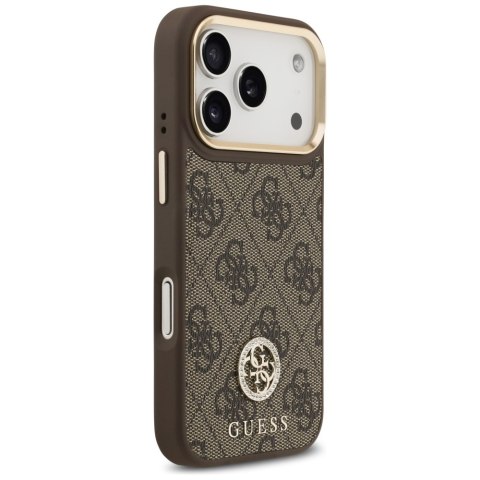 Etui Guess 4G Strass Logo MagSafe do iPhone 17 Pro brązowy
