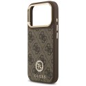 Etui Guess 4G Strass Logo MagSafe do iPhone 17 Pro brązowy