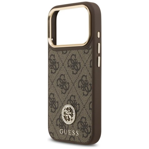 Etui Guess 4G Strass Logo MagSafe do iPhone 17 Pro brązowy
