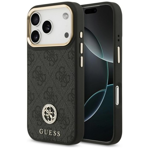 Etui Guess 4G Strass Logo MagSafe do iPhone 17 Pro czarny