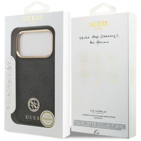 Etui Guess 4G Strass Logo MagSafe do iPhone 17 Pro czarny