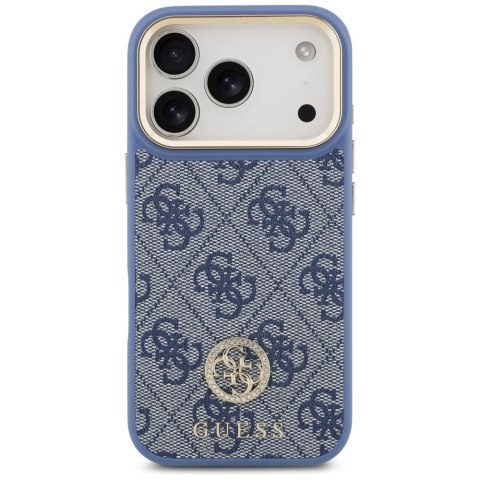 Etui Guess 4G Strass Logo MagSafe do iPhone 17 Pro niebieski