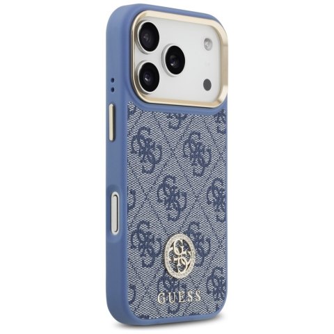 Etui Guess 4G Strass Logo MagSafe do iPhone 17 Pro niebieski