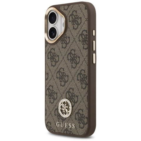 Etui Guess 4G Strass Logo MagSafe do iPhone 17 brązowy