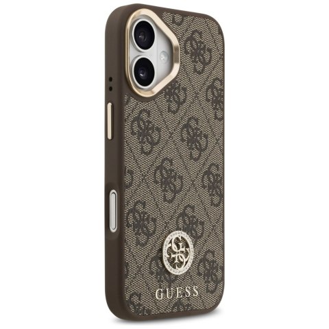 Etui Guess 4G Strass Logo MagSafe do iPhone 17 brązowy