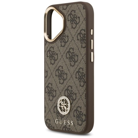 Etui Guess 4G Strass Logo MagSafe do iPhone 17 brązowy