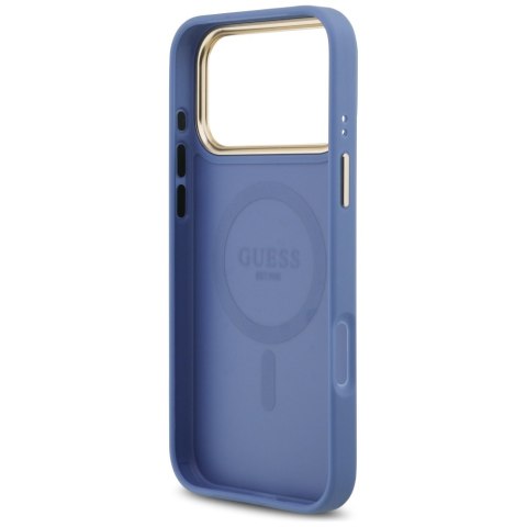 Etui Guess 4G Stripe MagSafe do iPhone 17 Pro Max niebieski