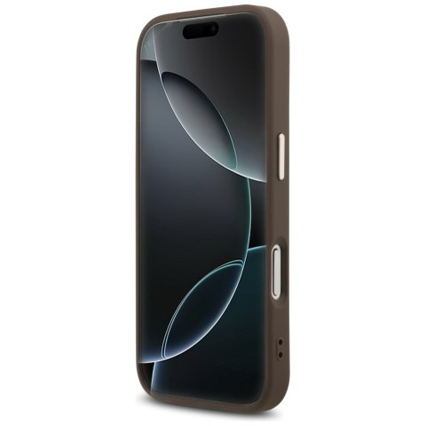 Etui Guess 4G Triangle Logo MagSafe do iPhone 17 Pro brązowy złoty