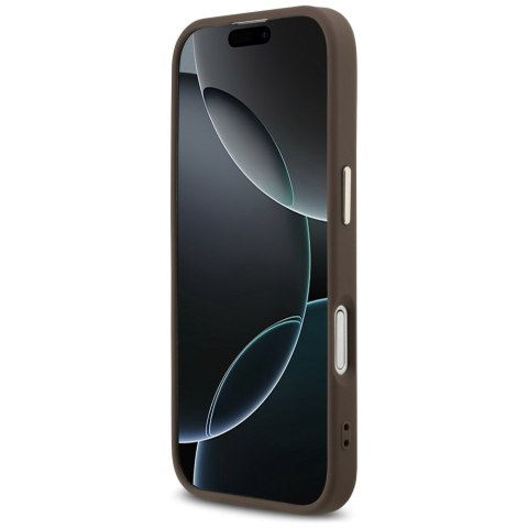 Etui Guess 4G Triangle Logo MagSafe do iPhone 17 brązowy złoty