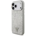 Etui Guess Glitter Triangle Logo MagSafe do iPhone 17 Pro Max srebrny