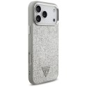 Etui Guess Glitter Triangle Logo MagSafe do iPhone 17 Pro Max srebrny