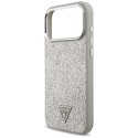 Etui Guess Glitter Triangle Logo MagSafe do iPhone 17 Pro Max srebrny