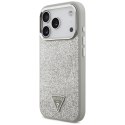 Etui Guess Glitter Triangle Logo MagSafe do iPhone 17 Pro srebrny