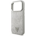 Etui Guess Glitter Triangle Logo MagSafe do iPhone 17 Pro srebrny
