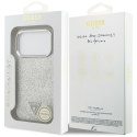 Etui Guess Glitter Triangle Logo MagSafe do iPhone 17 Pro srebrny
