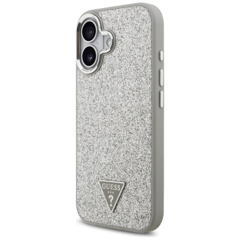 Etui Guess Glitter Triangle Logo MagSafe do iPhone 17 srebrny