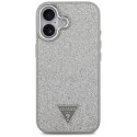 Etui Guess Glitter Triangle Logo MagSafe do iPhone 17 srebrny