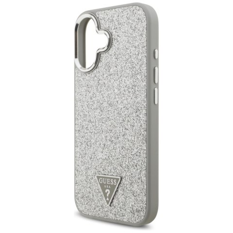 Etui Guess Glitter Triangle Logo MagSafe do iPhone 17 srebrny