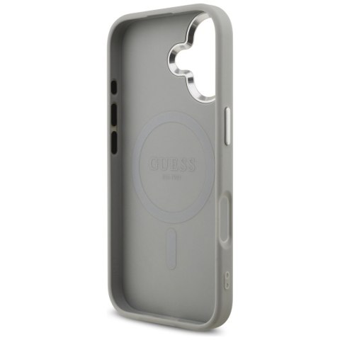 Etui Guess Glitter Triangle Logo MagSafe do iPhone 17 srebrny