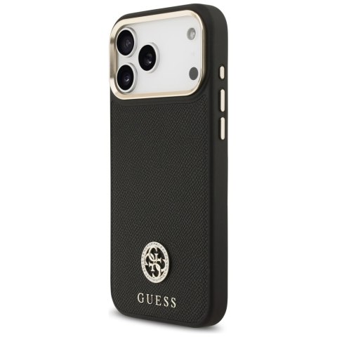 Etui Guess Grained Strass Logo MagSafe do iPhone 17 Pro Max czarny