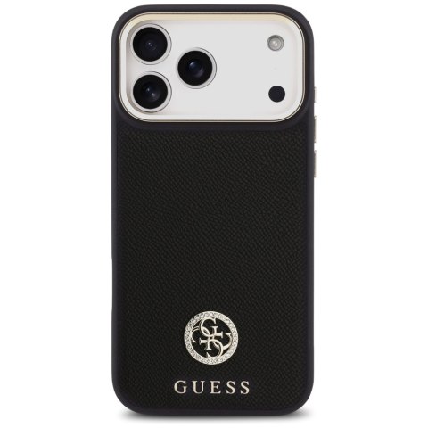 Etui Guess Grained Strass Logo MagSafe do iPhone 17 Pro Max czarny