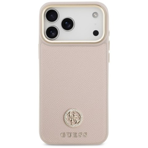 Etui Guess Grained Strass Logo MagSafe do iPhone 17 Pro Max różowy