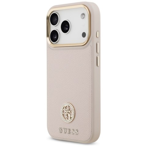 Etui Guess Grained Strass Logo MagSafe do iPhone 17 Pro różowy