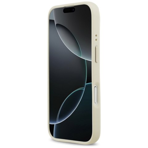 Etui Guess Grained Strass Logo MagSafe do iPhone 17 beżowy