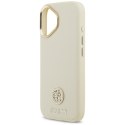 Etui Guess Grained Strass Logo MagSafe do iPhone 17 beżowy
