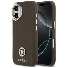 Etui Guess Grained Strass Logo MagSafe do iPhone 17 brązowy
