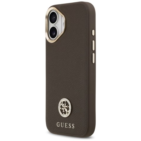 Etui Guess Grained Strass Logo MagSafe do iPhone 17 brązowy