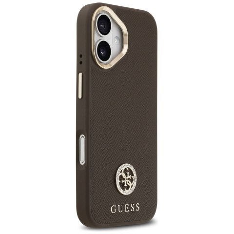 Etui Guess Grained Strass Logo MagSafe do iPhone 17 brązowy