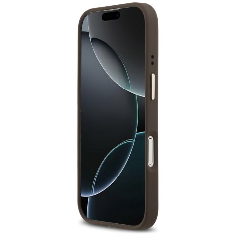 Etui Guess Grained Strass Logo MagSafe do iPhone 17 brązowy