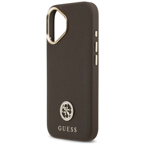 Etui Guess Grained Strass Logo MagSafe do iPhone 17 brązowy