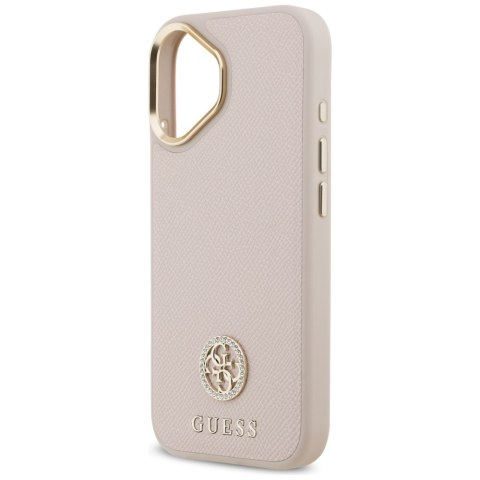 Etui Guess Grained Strass Logo MagSafe do iPhone 17 różowy