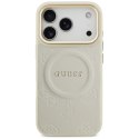 Etui Guess Peony Hot Stamp MagSafe do iPhone 17 Pro beżowy