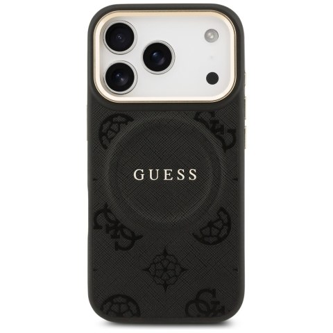 Etui Guess Peony Hot Stamp MagSafe do iPhone 17 Pro czarny