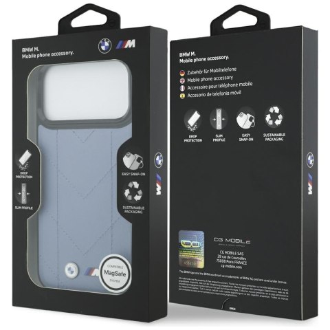 Etui BMW M Quilted Logo MagSafe do iPhone 17 Pro Max niebieski