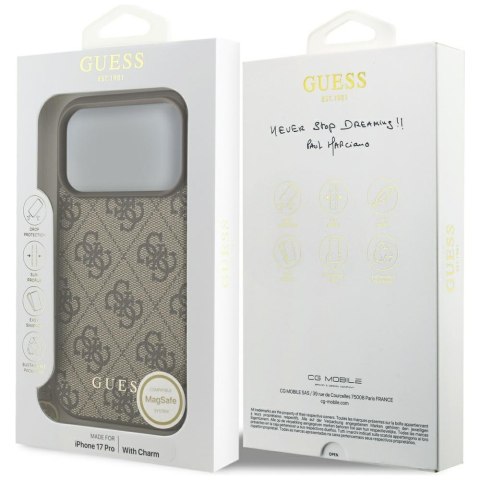 Etui Guess 4G Charms Collection MagSafe do iPhone 17 Pro brązowy