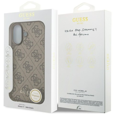 Etui Guess 4G Charms Collection MagSafe do iPhone 17 brązowy
