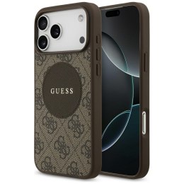 Etui Guess 4G Circle Classic Logo MagSafe do iPhone 17 Pro Max brązowy