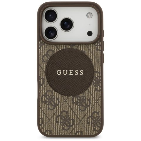 Etui Guess 4G Circle Classic Logo MagSafe do iPhone 17 Pro brązowy