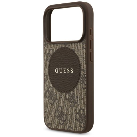Etui Guess 4G Circle Classic Logo MagSafe do iPhone 17 Pro brązowy