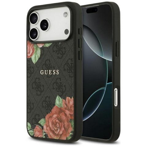 Etui Guess 4G Flowers Print MagSafe do iPhone 17 Pro czarny