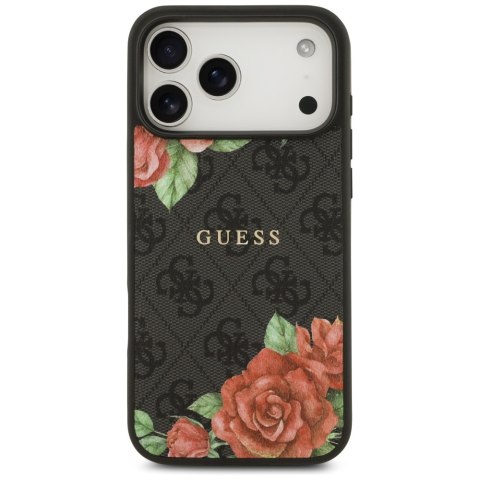 Etui Guess 4G Flowers Print MagSafe do iPhone 17 Pro czarny
