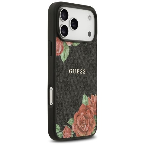 Etui Guess 4G Flowers Print MagSafe do iPhone 17 Pro czarny