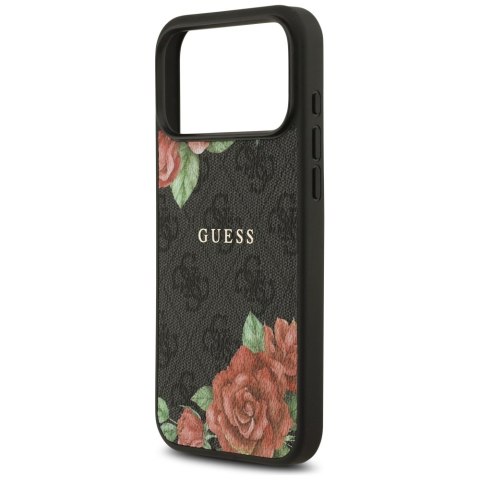 Etui Guess 4G Flowers Print MagSafe do iPhone 17 Pro czarny