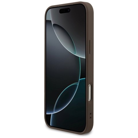 Etui Guess 4G Strap Triangle Logo MagSafe do iPhone 17 Pro Max brązowy