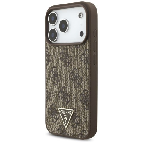 Etui Guess 4G Strap Triangle Logo MagSafe do iPhone 17 Pro brązowy