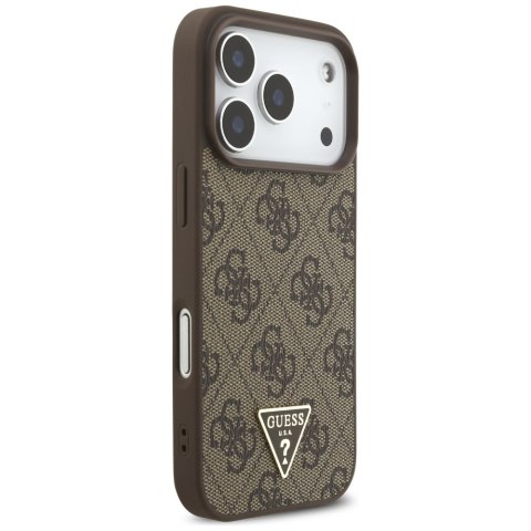 Etui Guess 4G Strap Triangle Logo MagSafe do iPhone 17 Pro brązowy